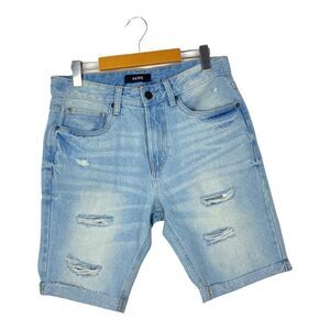 Aeropostale Aero Men's Slim Light Wash Distressed Cuffed Jean Denim Shorts US 31
